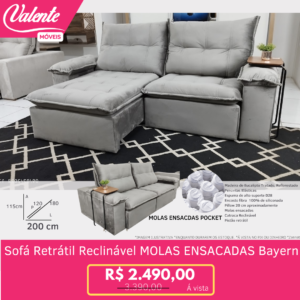 Sofá Retrátil e Reclinável Bayern 200cm Molas Ensacadas Pillow Top
